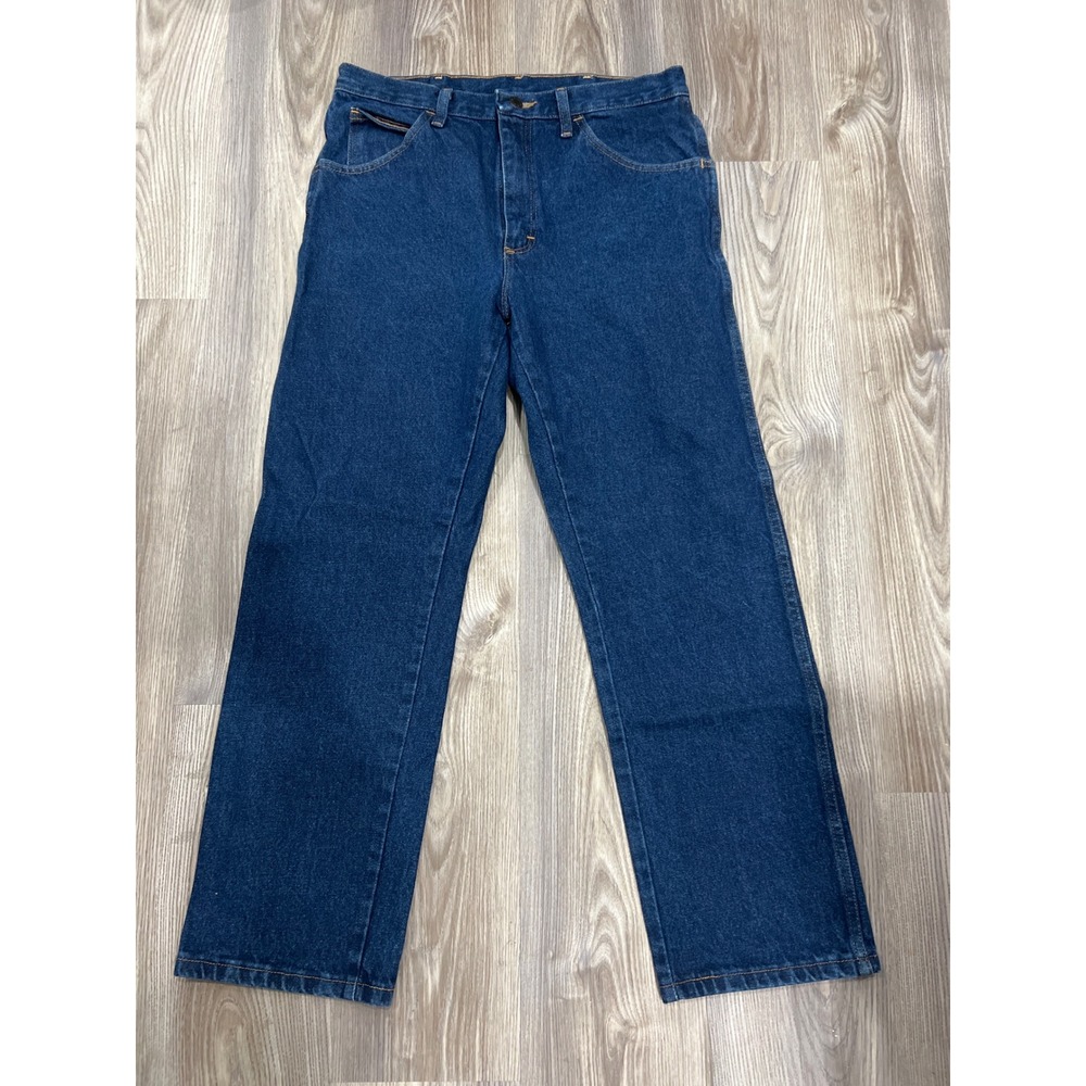 Rustler Jeans Mens 34x30 Blue Regular Fit Straight Leg Dark Wash Denim Jeans